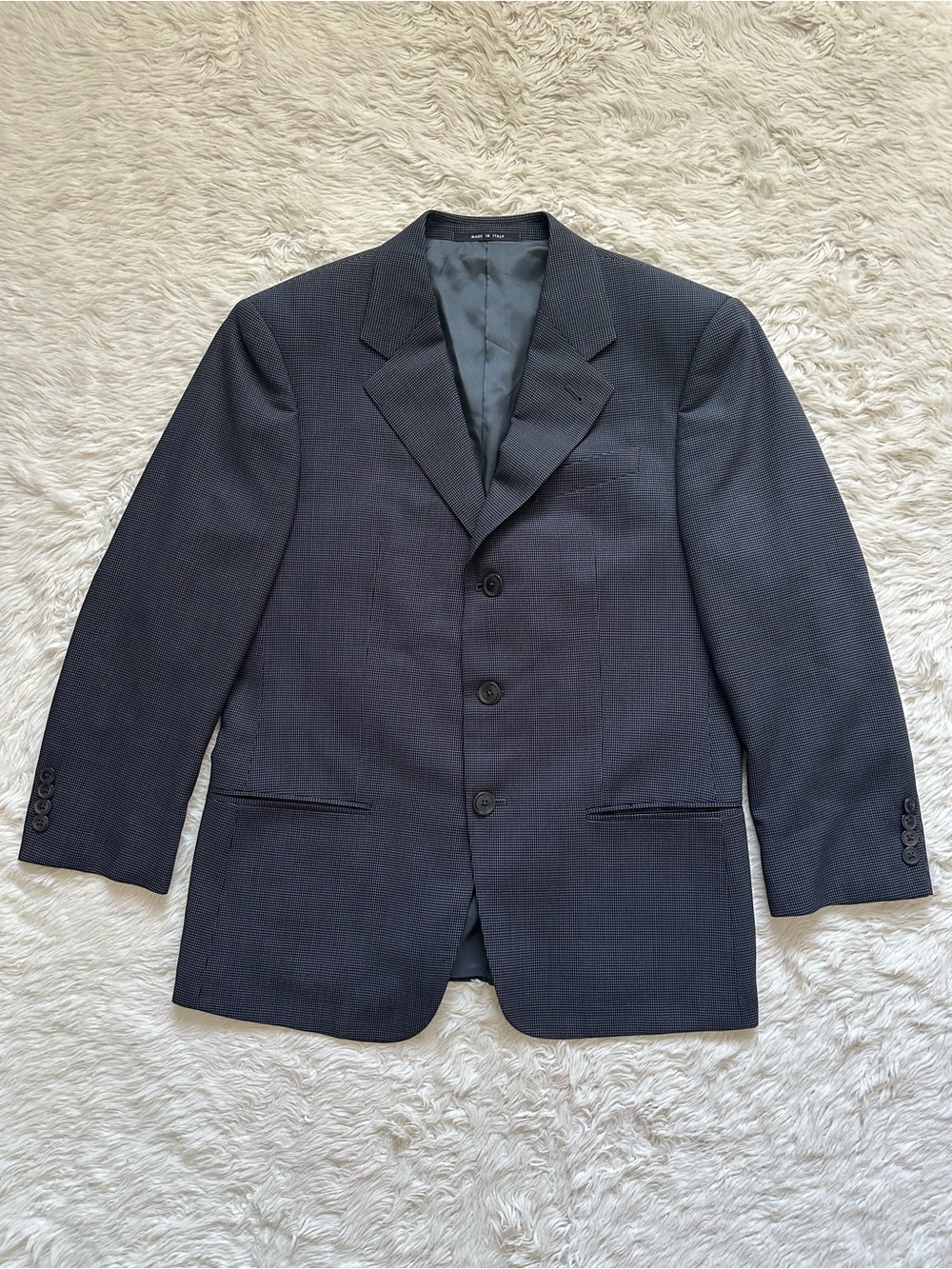 Armani Collezioni Men’s Suit Jacket 100% Wool Button Front Black Gray Sz 38C